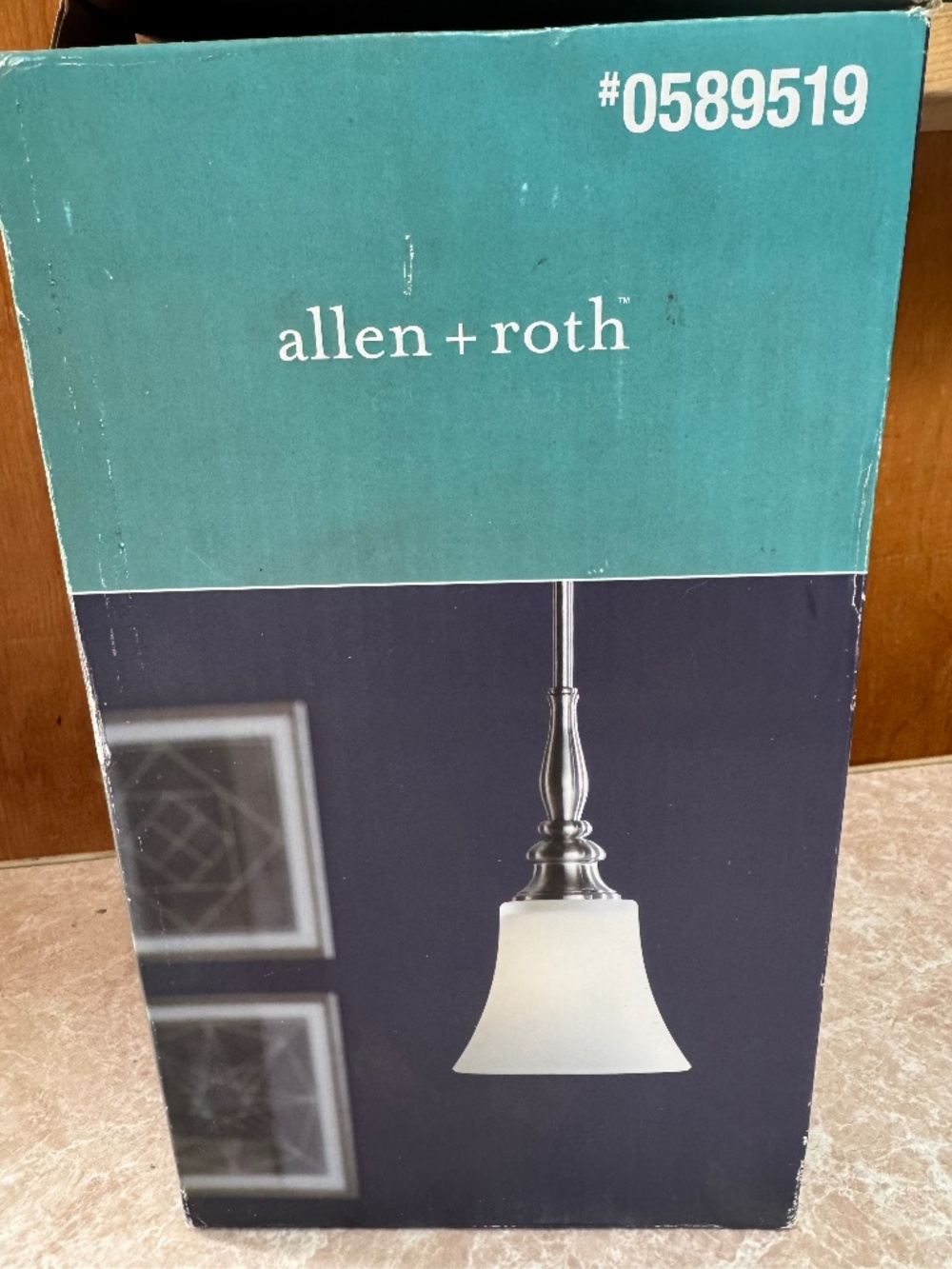 2 Allen + Roth Mini Pendant Brushed Nickel Light s  12" Rods 6.46" 0589519 NIB